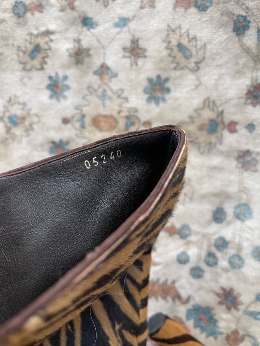 Prada Brown and Black Zebra-Print Knee High Pony Hair Platform Boots - Picture 9 of 13